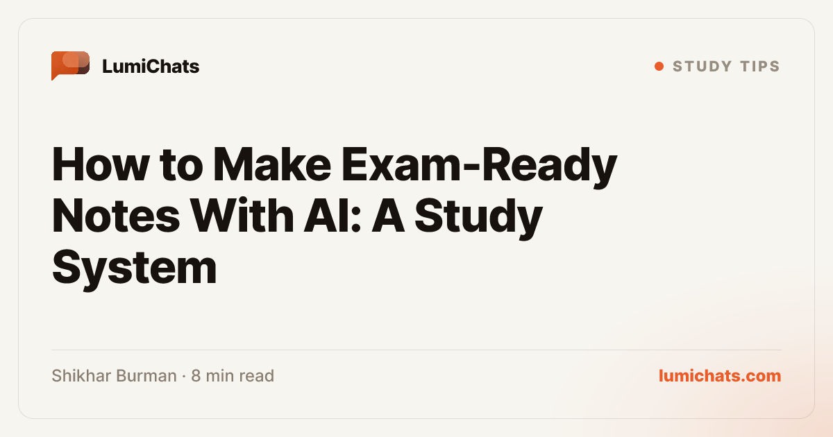 How to Make Exam-Ready Notes With AI: A Study System | LumiChats ...