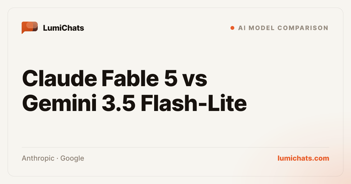 Fable 5 vs Gemini 3.5 Flash-Lite: Which Wins? | LumiChats