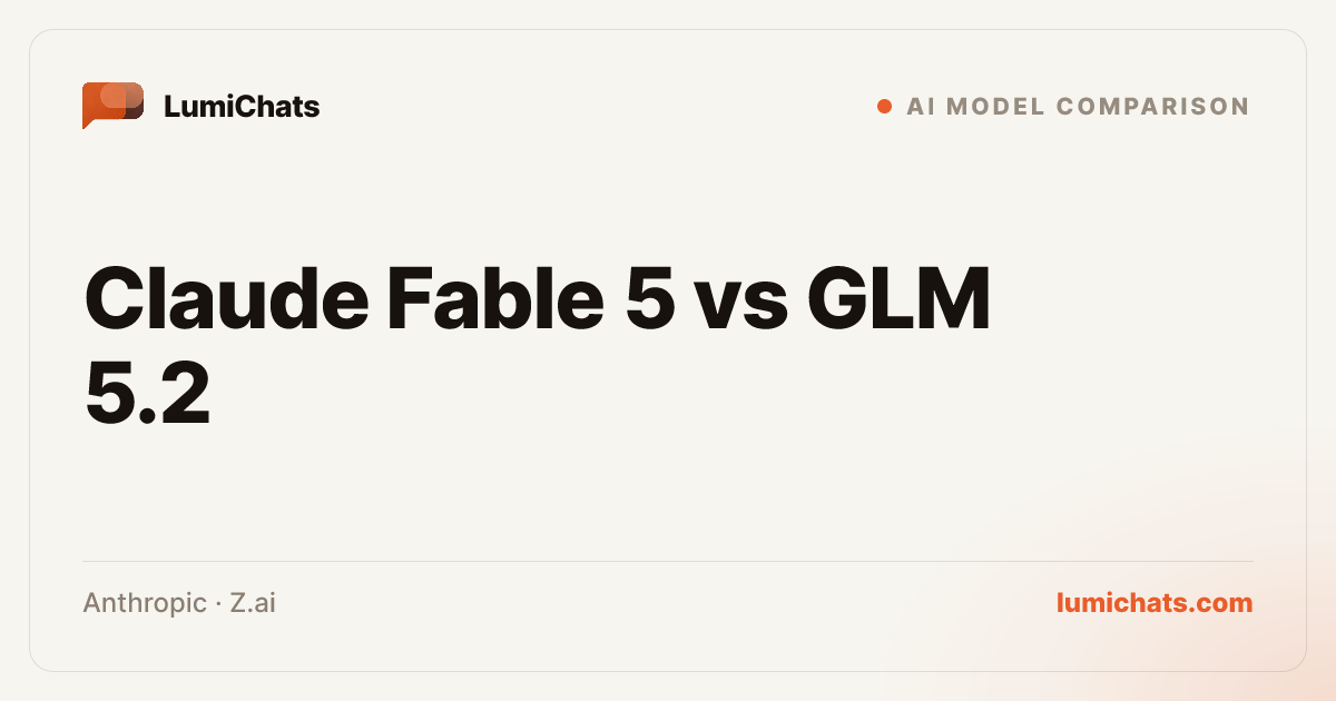 Fable 5 vs GLM 5.2: Price, Specs & Verdict | LumiChats