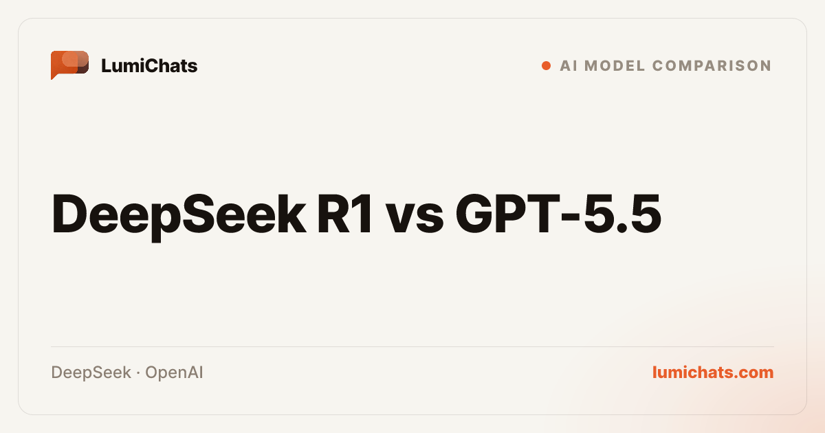 DeepSeek R1 vs GPT-5.5: Price, Specs & Verdict | LumiChats