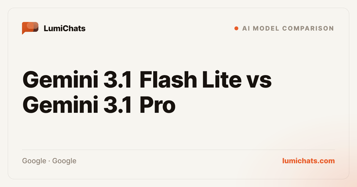 Gemini 3.1 Flash Lite vs Gemini 3.1 Pro | LumiChats