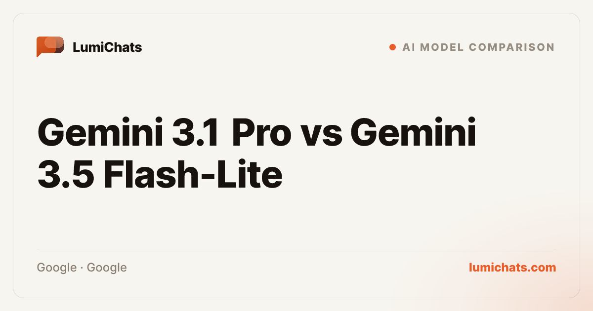 Gemini 3.1 Pro vs Gemini 3.5 Flash-Lite | LumiChats
