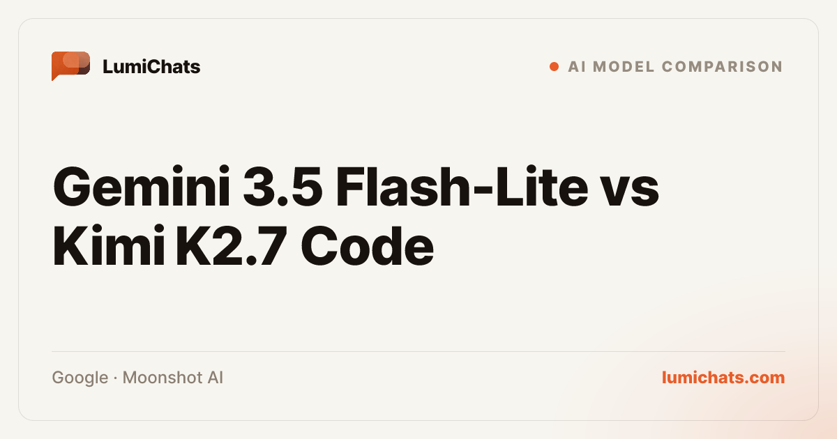 Gemini 3.5 Flash-Lite vs Kimi K2.7 Code | LumiChats
