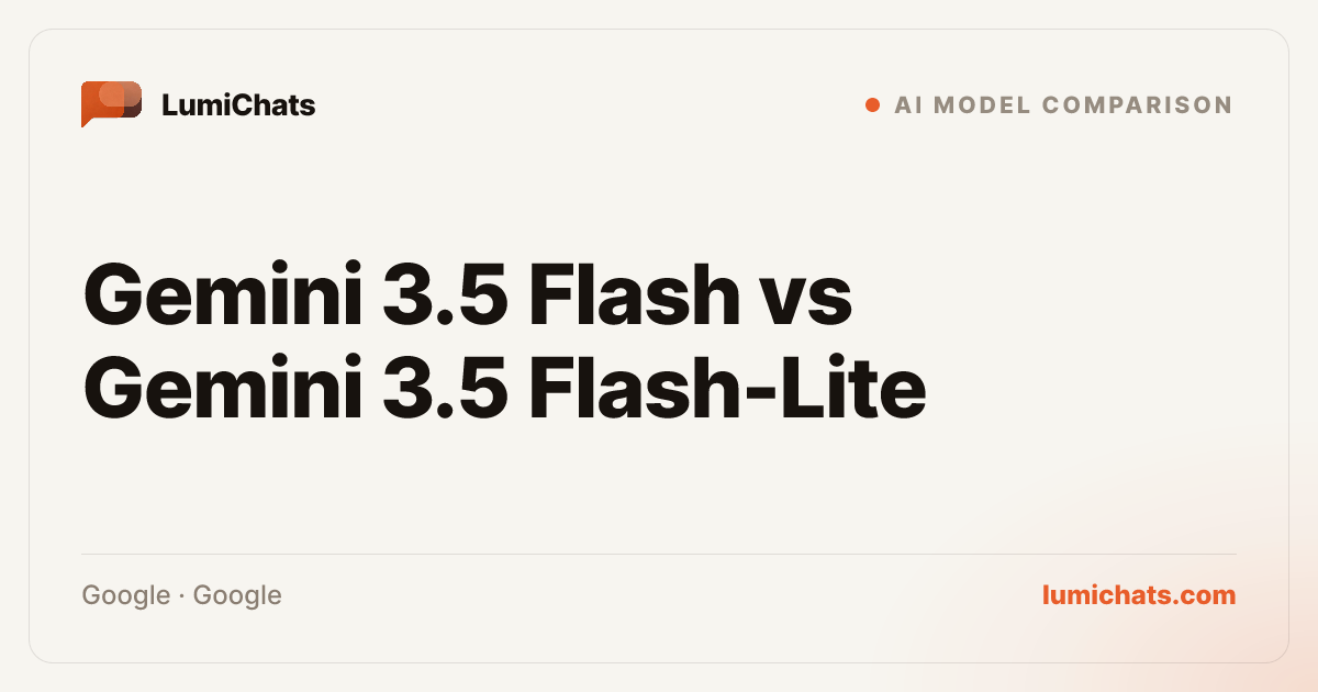 Gemini 3.5 Flash vs Gemini 3.5 Flash-Lite | LumiChats