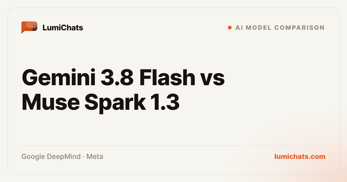 Gemini 3.8 Flash vs Muse Spark 1.3: Which Wins? | LumiChats