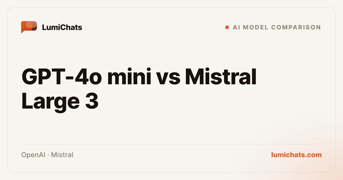 GPT-4o mini vs Mistral Large 3: Which Wins? | LumiChats