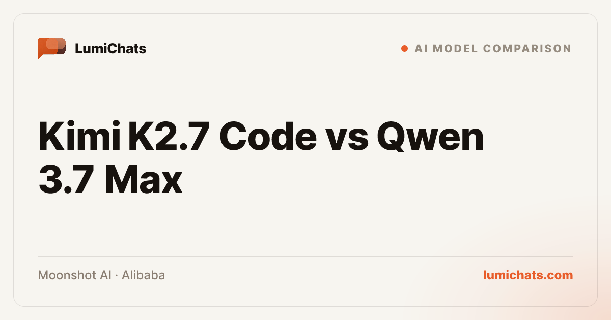 Kimi K2.7 Code vs Qwen 3.7 Max: 2026 Comparison | LumiChats